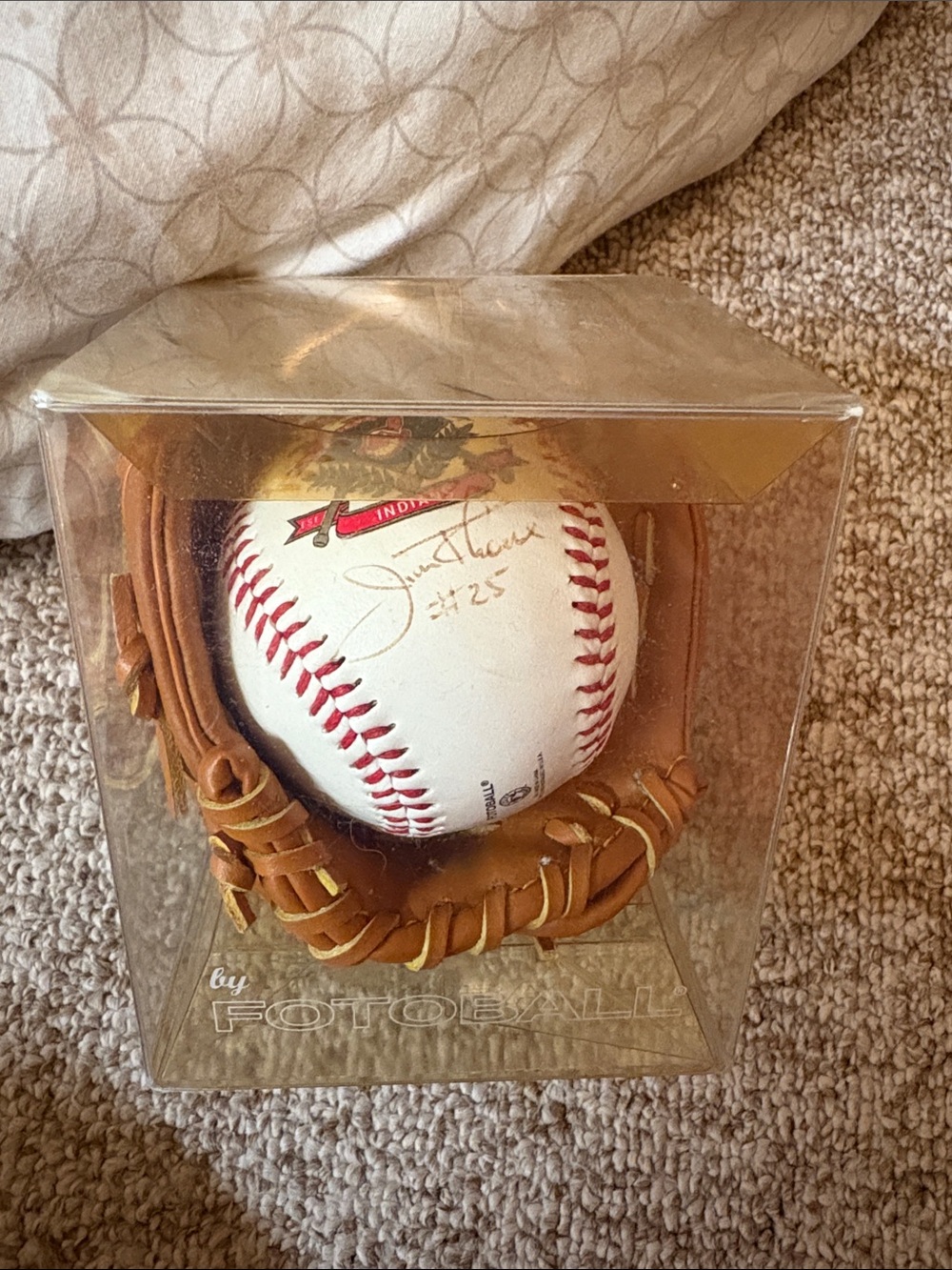 Jim Thome signed baseball in glove